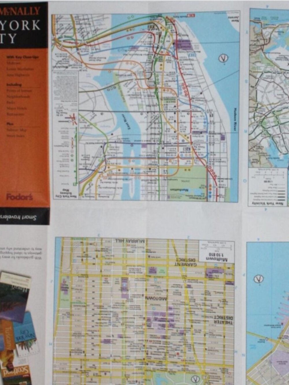 Vintage 90s New York City Fold Out Map Rand McNally Fodors Travel Manhattan